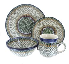 Blue Rose Polish Pottery Tranquility 16 Piece Dinner Set