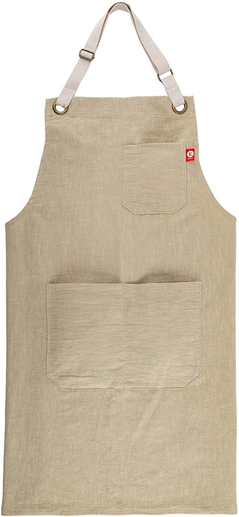 EJOY Premium Quality Linen Apron | Mens and Womens Linen Apron | Adjustable with Pockets | Kitchen – Chefs - Florists – Catering | Light Brown