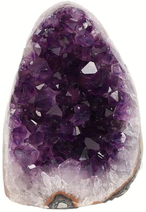 JIC Gem Natural Polished Amethyst Crystal Geode Deep Purple Uruguay Amethyst Cluster Large Amethyst Rock for use in Healing Crystals, Meditation Home Decor: 1-2 Lb