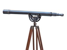 Hampton Nautical ST-0148-Black Floor Standing Oil-Rubbed Bronze Anchormaster 65"-Vintage Scope-Old Telescope