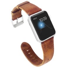 KADES for Apple Watch Band 42mm, Leather for Apple Watch Band 44mm Series 4 iWatch Bands 42mm (Brown, with Silver Hardware)