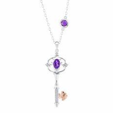 Enchanted Disney Fine Jewelry Ariel's Diamond and Purple Amethyst Key Pendant 1/20ctw