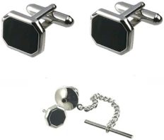 Select Gifts Tie Tac~Matching Gift Set Boxed Tie Tack Hex Onyx