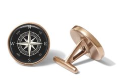 Oakmont Cufflinks Compass Cufflinks Nautical Map Cuff Links (Solid Bronze)