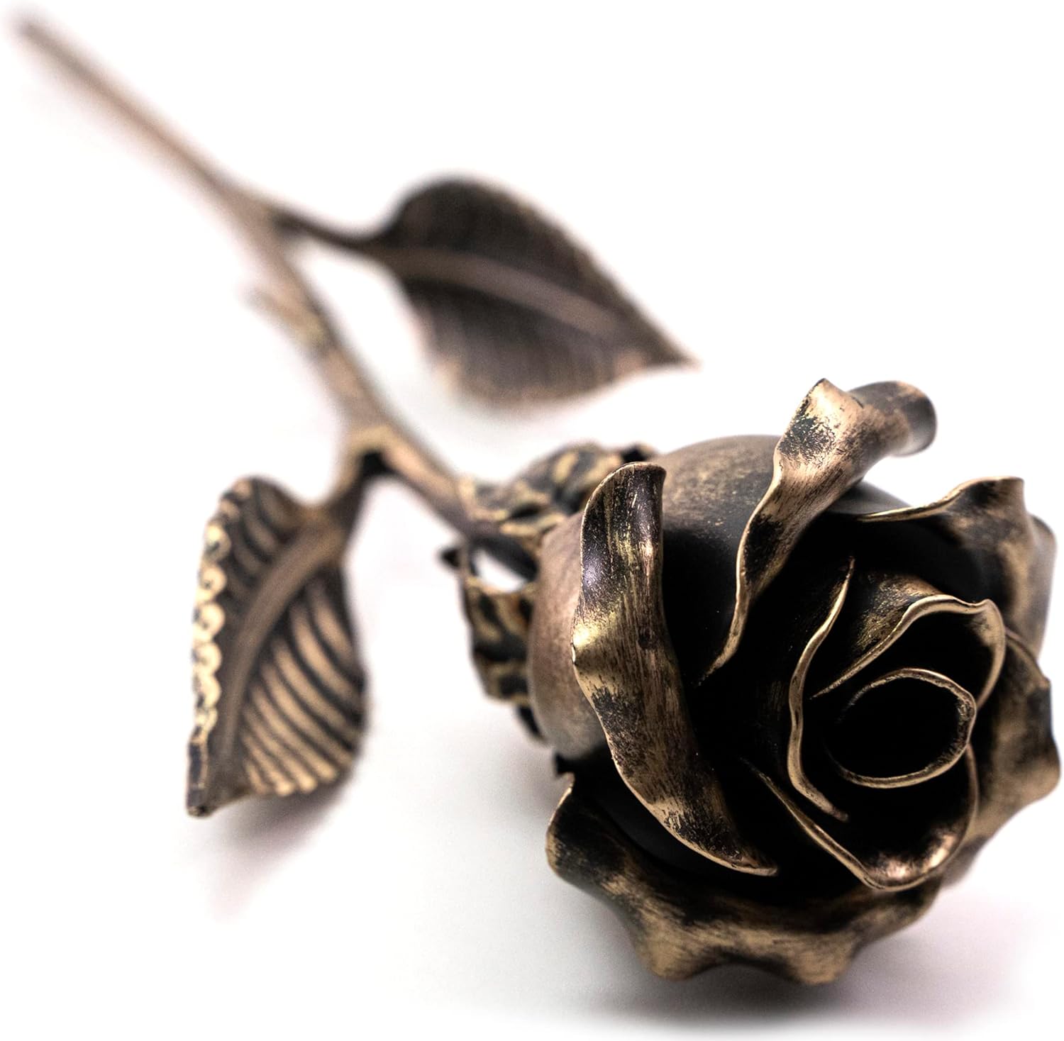 MakuliSmit Handcrafted Bronze Metal Rose - Solid Gift of Everlasting Love - 8th 19th Wedding for Her