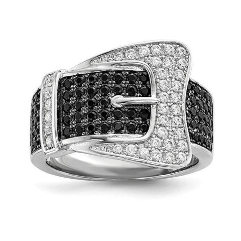 925 Sterling Silver Cubic Zirconia Cz Buckle Band Ring Fine Jewelry For Women Gifts For Her