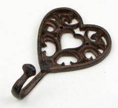 Cast Iron Heart Shaped Wall Hook