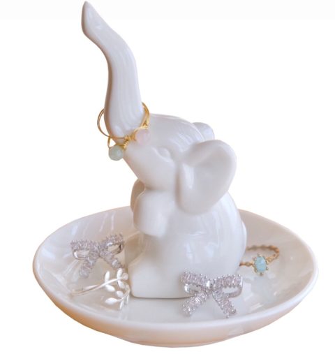 PUDDING CABIN Elephant Gifts for Women Wedding Ring Holder Ring Dish Christmas Gifts for Women Mom Girls Aunt Sisters Engagement Bridal Shower Xmas Gifts, Birthday Gifts for Women
