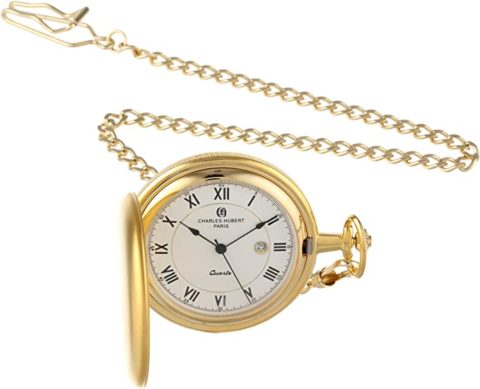 Charles-Hubert, Paris 3939 Classic Collection Gold Plated Brass Pocket Watch
