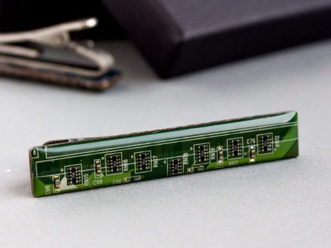 Circuit Board Tie Clip, unique gift for computer geek (Green)