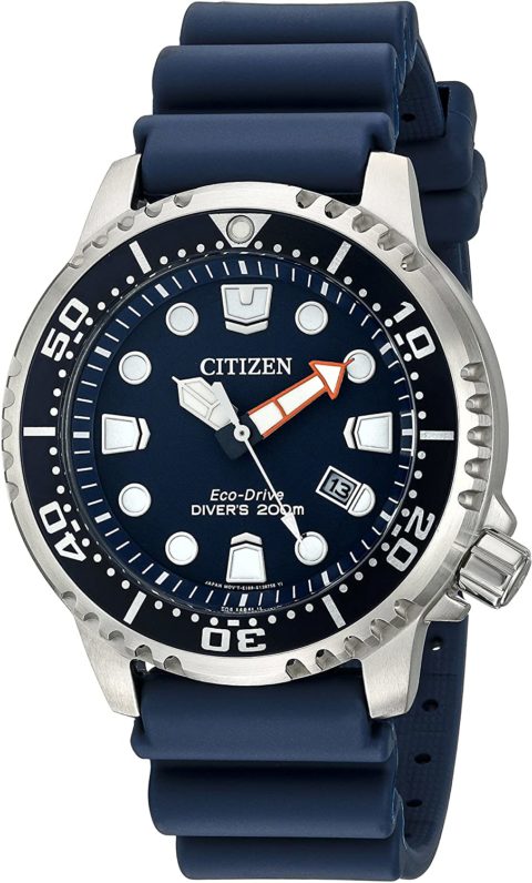 Citizen Promaster Dive Eco-Drive Watch, 3-Hand Date, ISO Certified, Luminous Hands and Markers, Rotating Bezel, Blue/Stainless (Model: BN0151-09L)