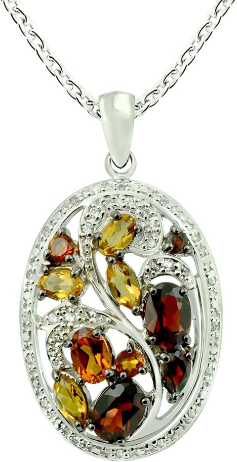 5.03 Carats Madeira Citrine with Garnet Sterling Silver Statement Pendant with Chain