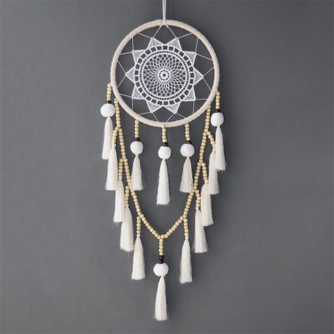 Artilady Macrame Dream Catchers for Bedroom - Boho Wall Hanging Handmade Woven Dream Catcher for Home Decor Ornament Craft Gift (Pom)