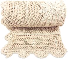 Zenviro The Boho Throw Natural 50x60 100% Hand Made Cotton Lightweight Decorative Knitted Crochet Macrame Throw Blanket - Couch, Chair, Sofa, Bed, Picnics, Gift, Photography