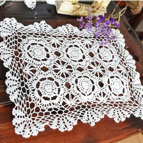 Merryfeel Handmade Crochet Lace Placemats,100% Cotton Crochet White - Set of 4-12x17 Inch