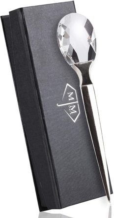 MJM Store Elegant Metal Letter Opener with Gift Box - Beautiful Letter Cutter with Diamond-Styled Grip - Stylish Enveloper Opener - Real Crystal Handle without Sharp Edges, A Great Gift