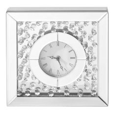 Decor Central Crystal Square Table Clock, 10", Clear Finish