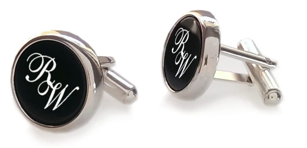 Initial cufflinks Personalized sterling silver cufflinks Mens birthday gift Gift for Men Black Onyx gemstones 925 Silver, Gift Message, Box, Handmade