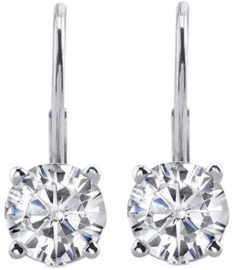 JewelMore 0.30 CTW Round White Diamond Leverback Earrings in 14K White Gold (I-J-K/ I2-I3) (White Gold)