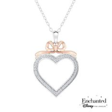 Enchanted Disney Snow White's Bow Diamond Heart Pendant 1/5ctw