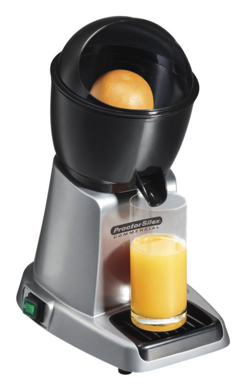 Proctor Silex Commercial 66900 Electric Citrus Juicer, 3 Reamer Sizes for Oranges, Lemons, Limes and Grapefruits, Removable Bowl, Strainer, Splashguard, Drip Tray, Black/Grey