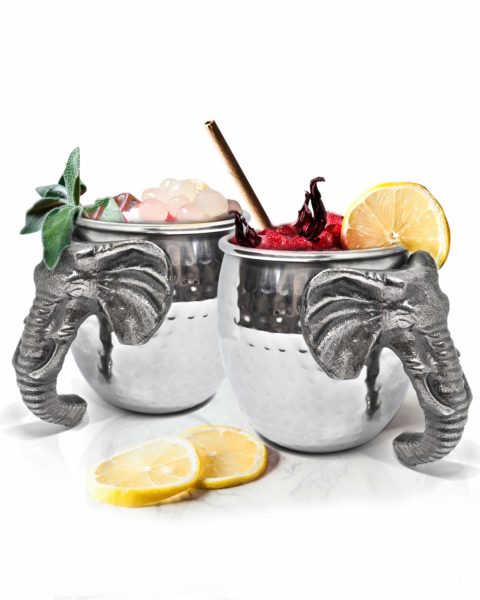 Moscow Mule Mugs With Elephant Handle - Stainless Steel Mug And Drink Cocktail Set Of 2 - Unique Cocktail Drinking Glasses Set - Premium Gift Set