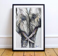Elephant Watercolor Wall Art by Eric Sweet | Elephant Decor, Animal Art Print, Watercolor Animal | Art Print of Two Elephants