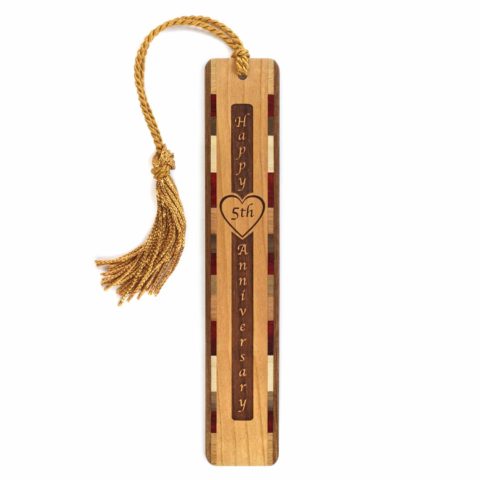 Personalized 5th Anniversary with Names and Wedding Date, Engraved Wooden Bookmark with Tassel - Search B01EB6BLRY for Non-Personalized Version