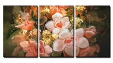 wall26 Canvas Print Wall Art Set Paint Stroke Blooming Daisies and Roses Floral Nature Illustrations Modern Art Rustic Scenic Relax/Calm Wilderness for Living Room, Bedroom, Office - 16\"x24\"x3 Panels