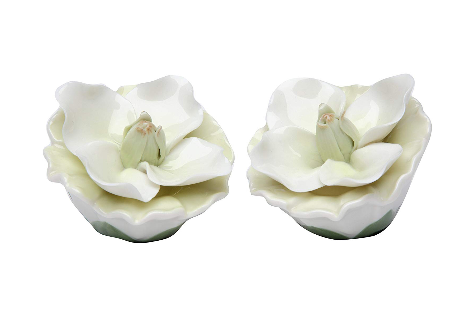 StealStreet SS-CG-20730, 2.5 Inch Painted White Layered Petals Gardenia Salt and Pepper Shakers