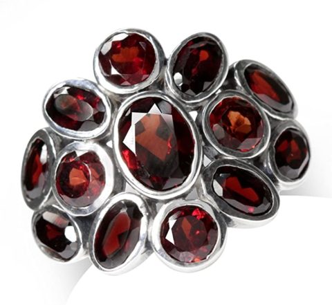 Silvershake 4.75ct. Natural Garnet White Gold Plated 925 Sterling Silver Cluster Cocktail Ring