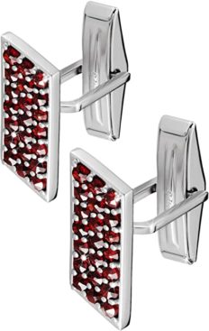 925 Sterling Silver Cufflinks Set for Men - Luxury Handmade Designer Cuff Links with Red Bohemian Garnet Stones - Ideal for Weddings, Groomsmen & Best Man - Great Gift for Fathers
