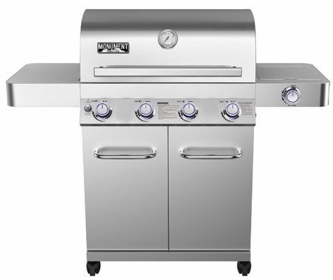 Monument Grills 17842 Stainless Steel 4 Burner Propane Gas Grill with Rotisserie Kit