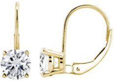 JewelMore 0.30 CTW Round White Diamond Leverback Earrings in 14K White Gold (I-J-K/ I2-I3) (Yellow Gold)