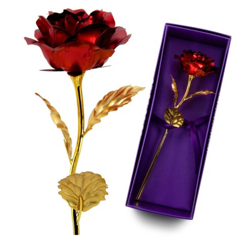 Unite Stone 24k Gold Rose, Artificial Flowers Red Rose Flowers Artificial for Decoration,Great Gift for Girlfriend Gift,Wedding,Mom Gifts,Birthday