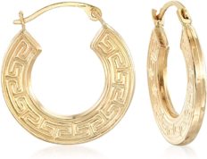 Ross-Simons 14kt Yellow Gold Greek Key Hoop Earrings For Women