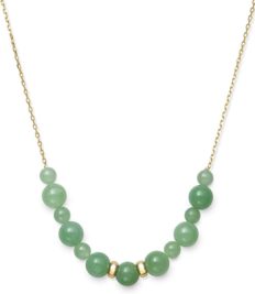 14k Yellow Gold Natural Green Jade Necklace