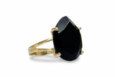Anemone Jewelry Black Onyx Ring - Elegant 14K Gold Statement Ring for Ladies - Jewelry for Special Occasions and Daily Use - Handmade