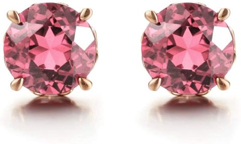 Carleen Mothers Day Gift 14k Solid Rose Gold Natural Pink 0.7258ct Tourmaline Stud Earrings For Women Girls
