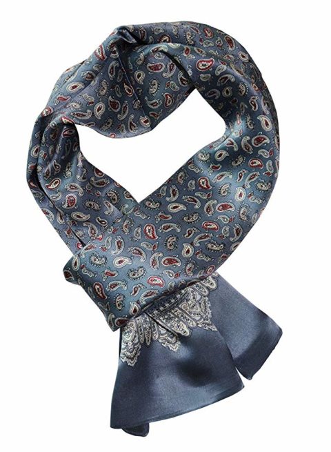 YSSP, 63" x 11" Man's 100 Pure silk scarf wrap Accessory neckwear gift (Paisley Gray)