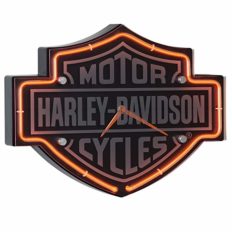 Harley-Davidson® Etched Bar & Shield Shaped Neon Clock