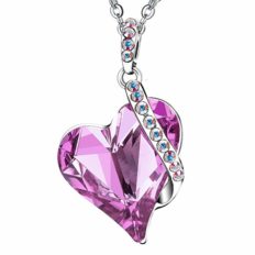 Menton Ezil Love Heart Fashion Pendant Necklace Made with White Gold Plated & SWAROVSKI Crystal Great to Wear with an Easter Dress