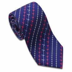 Josh Bach Men's Heartbeat Pattern EKG Silk Necktie, Made in USA