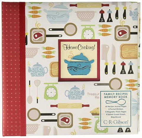 C.R. Gibson Protec Home Cooking'' Family Recipe Book with Tabbed Dividers and Sheet Protectors, W x 9.5'' H, 9.5" x 9.5"