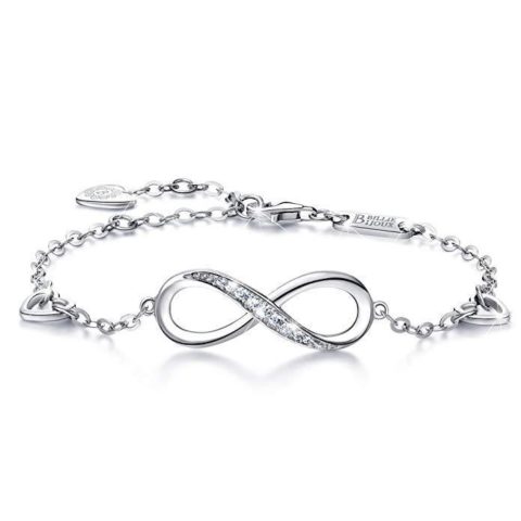 Billie Bijoux Womens 925 Sterling Silver Infinity Endless Love Symbol Charm Adjustable Bracelet for Women Girls