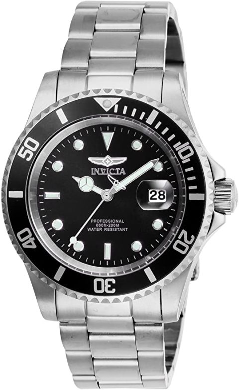 Invicta Men's Pro Diver 40mm Stainless Steel Quartz Watch, Silver/Black (Model: 26970)