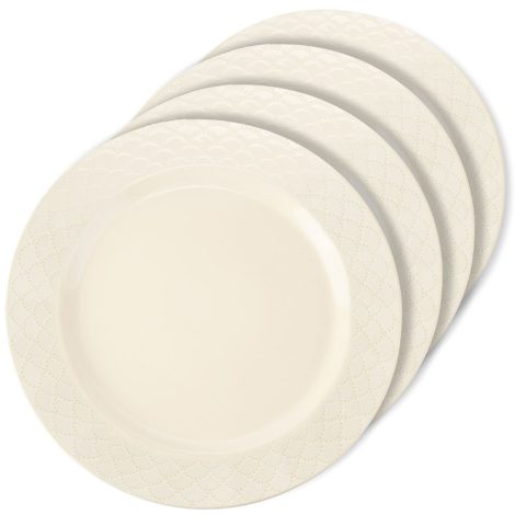 Signature Housewares Sahara Dinner Plates (Set of 4), Ivory, Large