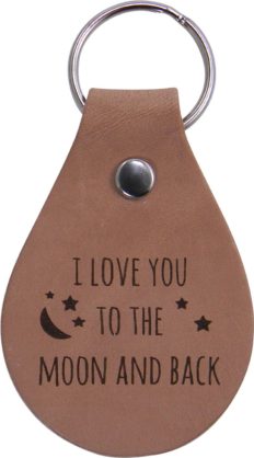 I Love You To The Moon And Back Real USA Leather Key Chain, Chain, Ring