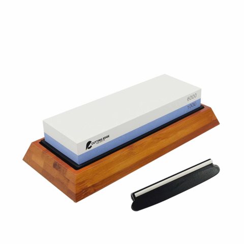 Cutting Edge Objects Premium Knife Sharpening Stone. Double sided whetstone sharpener. Grit 1000/6000. Non-slip bamboo base. Free knife angle guide and video.