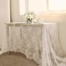 B-COOL 60 X120 Inch Classic White Wedding Lace Tablecloth Lace Table Cloth Overlay Vintage Embroidered Lace Overlay for Rustic Wedding Reception Decor Spring Summer Outdoor Party